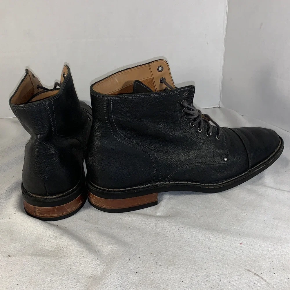 Cole Haan Mens Black Leather Lace-Up Ankle Boots